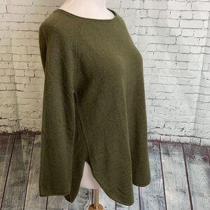 Incashmere Cashmere Sweater Tunic Army Green Sz M Quiet Luxury Lagenlook Cozy